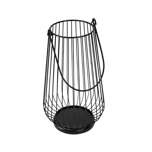 IRON LANTERN CANDLE HOLDER (BLACK)